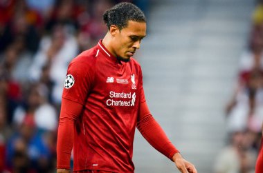 Madrid, İspanya - 01 Mayıs 2019: Virgil van Dijk oyuncusu