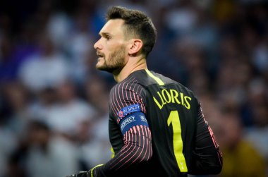 Madrid, İspanya - 01 Mayıs 2019: Hugo Lloris uefa sırasında 