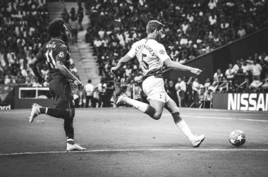 Madrid, İspanya - 01 Mayıs 2019: Mohamed Salah ve Jan Vertonghen d