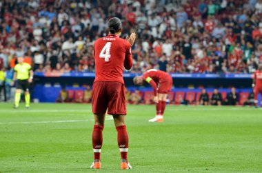 Madrid, İspanya - 01 Mayıs 2019: Virgil van Dijk oyuncusu