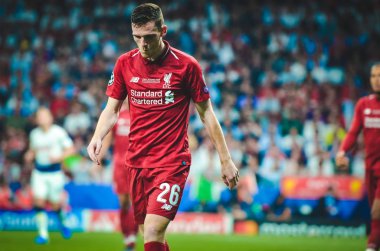 Madrid, İspanya - 01 Mayıs 2019: Andrew Robertson Uefa Ch sırasında