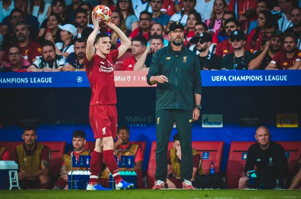Madrid, Espanha - 01 MAIO 2019: Andrew Robertson durante a UEFA Ch — Fotografia de Stock