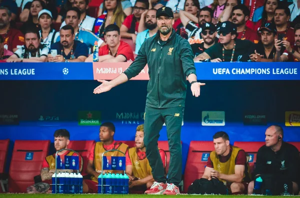 Madrid, Espanha - 01 MAIO 2019: Jogador de Jurgen Klopp durante a UEFA — Fotografia de Stock