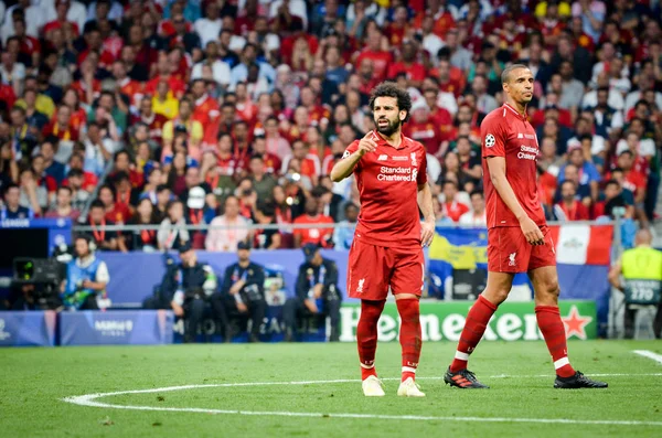 Madrid, Spanyolország-01 május 2019: Mohamed Salah játékos alatt UEF — Stock Fotó