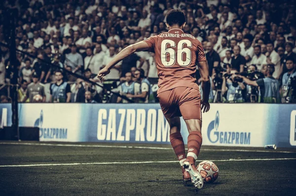 Madrid, Spain - 01 MAY 2019: Trent Alexander-Arnold player durin — Stock Photo, Image