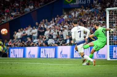 Madrid, İspanya - 01 Mayıs 2019: Uefa Şampiyonluğu sırasında Heung-min Son