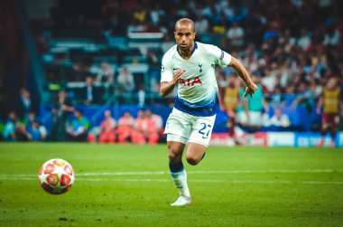Madrid, İspanya - 01 Mayıs 2019: Lucas Moura uefa sırasında oyuncu 