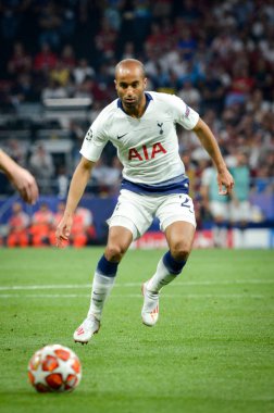 Madrid, İspanya - 01 Mayıs 2019: Lucas Moura uefa sırasında oyuncu 
