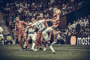 Madrid, İspanya - 01 Mayıs 2019: Lucas Moura uefa sırasında oyuncu 