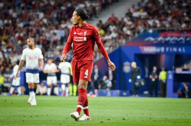 Madrid, İspanya - 01 Mayıs 2019: Virgil van Dijk oyuncusu