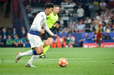 Madrid, İspanya - 01 Mayıs 2019: Uef sırasında Heung-min Son oyuncu