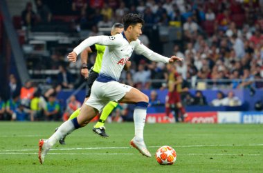Madrid, İspanya - 01 Mayıs 2019: Uef sırasında Heung-min Son oyuncu