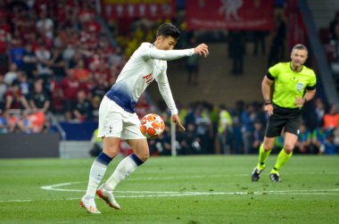 Madrid, İspanya - 01 Mayıs 2019: Uef sırasında Heung-min Son oyuncu