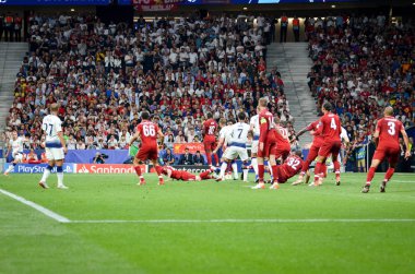 Madrid, İspanya - 01 Mayıs 2019: Uefa Cha sırasında futbolcu