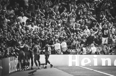 Madrid, İspanya - 01 Mayıs 2019: Liverpool Futbolcular Kutladı