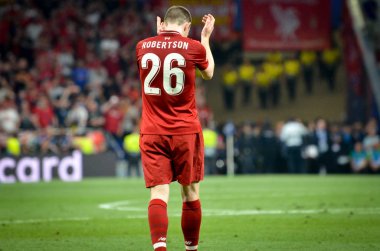 Madrid, İspanya - 01 Mayıs 2019: Andrew Robertson oyuncu 