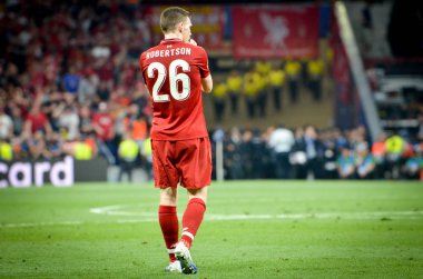 Madrid, İspanya - 01 Mayıs 2019: Andrew Robertson oyuncu 