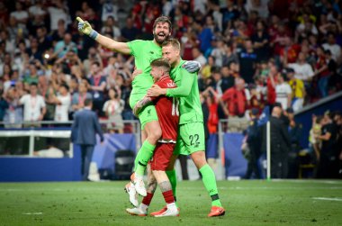 Madrid, İspanya - 01 Mayıs 2019: Liverpool oyuncuları w kutlamak