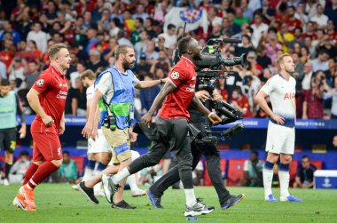 Madrid, İspanya - 01 Mayıs 2019: Liverpool oyuncuları w kutlamak