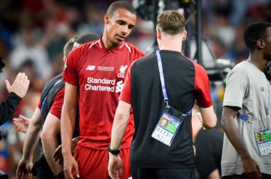 Madrid, İspanya - 01 Mayıs 2019: Liverpool oyuncuları w kutlamak