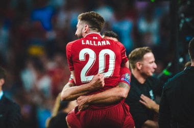 Madrid, İspanya - 01 Mayıs 2019: Adam Lallana galibiyetini kutladı