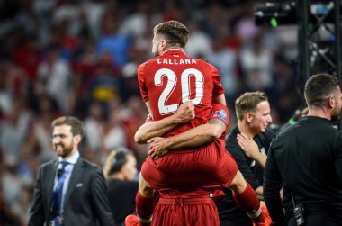 Madrid, İspanya - 01 Mayıs 2019: Adam Lallana galibiyetini kutladı