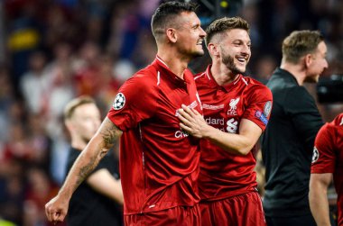 Madrid, İspanya - 01 Mayıs 2019: Liverpool oyuncuları w kutlamak