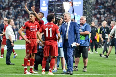 Madrid, İspanya - 01 Mayıs 2019: Mohamed Salah winnilerini kutladı