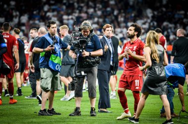Madrid, İspanya - 01 Mayıs 2019: Mohamed Salah winnilerini kutladı