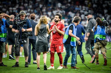 Madrid, İspanya - 01 Mayıs 2019: Mohamed Salah winnilerini kutladı