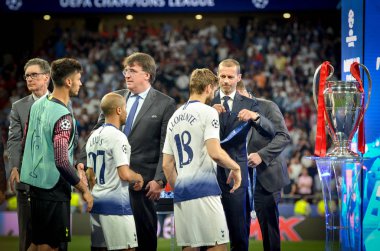 Madrid, İspanya - 01 Mayıs 2019: Tottenham Futbolcuları Finali Aldı