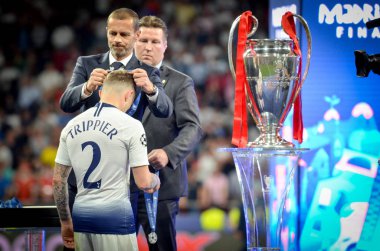 Madrid, İspanya - 01 Mayıs 2019: Kieran Trippier ve Tottenham Footb