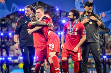 Madrid, İspanya - 01 Mayıs 2019: Liverpool oyuncuları w kutlamak