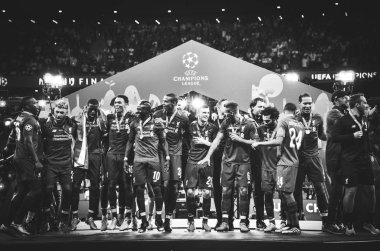 Madrid, İspanya - 01 Mayıs 2019: Liverpool oyuncuları w kutlamak