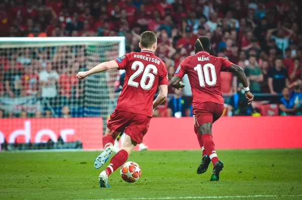 Madrid, Spanien-01 maj 2019: Andrew Robertson spelare under — Stockfoto
