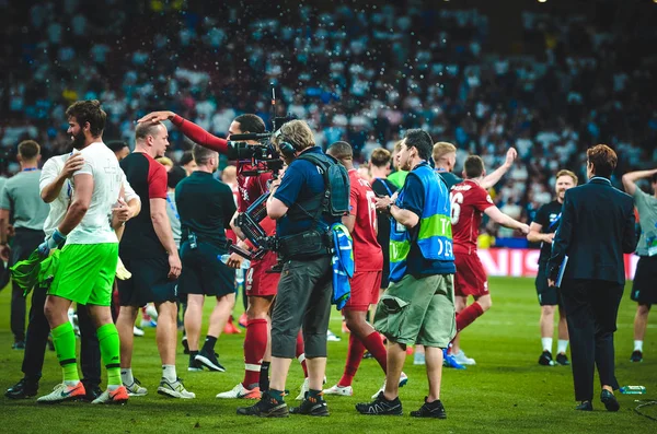 Madrid, Espagne - 01 MAI 2019 : Les joueurs de Liverpool fêtent leur w — Photo