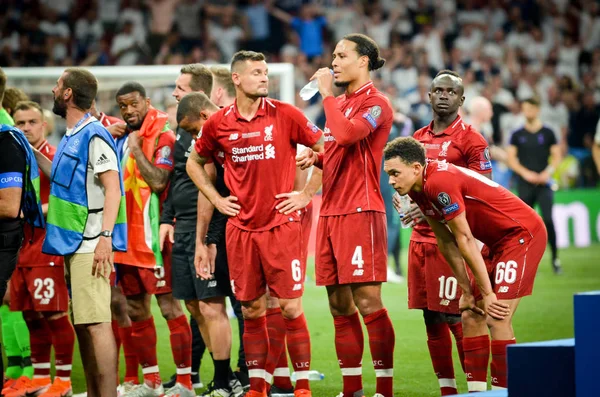 Madrid, Spanien-01 maj 2019: Liverpool fotbollsspelare korridor — Stockfoto