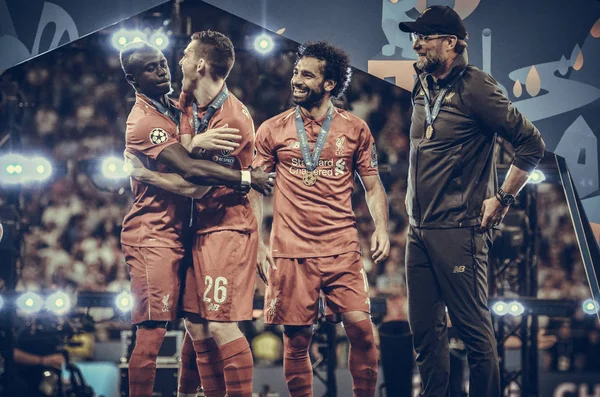 Madrid, Spain - 01 MAY 2019: Liverpool players celebrate their w — Stock Photo, Image