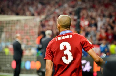 Madrid, İspanya - 01 Mayıs 2019: Fabinho oyuncuları galibiyetlerini kutluyor