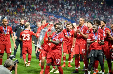 Madrid, İspanya - 01 Mayıs 2019: Sadio Mane ve Liverpool oyuncuları c