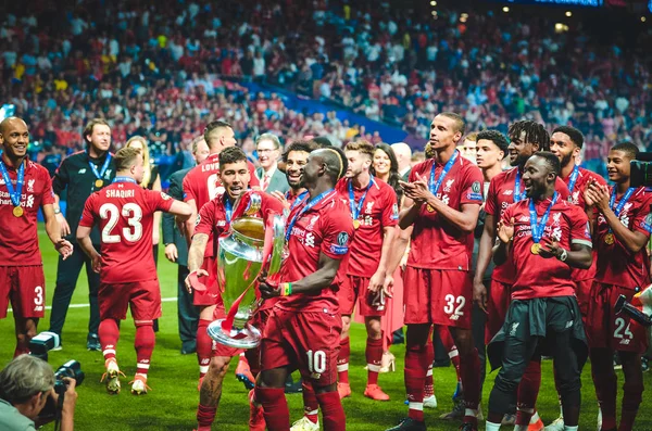 Madrid, Spanje-01 mei 2019: Sadio Mane en Liverpool spelers c — Stockfoto