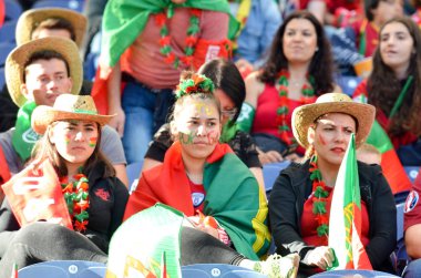 Porto, Portuglal - 09 Haziran 2019: Portekizli taraftarlar ve seyirciler