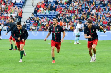 Porto, Portuglal - 09 Haziran 2019: Cristiano Ronaldo ve Bernardo