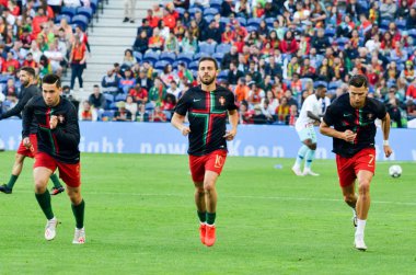 Porto, Portuglal - 09 Haziran 2019: Cristiano Ronaldo ve Bernardo