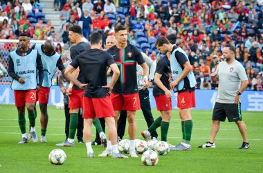 Porto, Portuglal - 09 Haziran 2019: Cristiano Ronaldo oyuncu durin