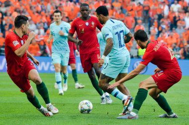 Porto, Portuglal - 09 Haziran 2019: Memphis Depay oyuncusu