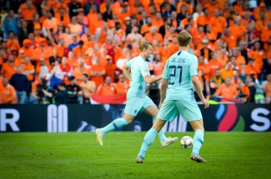 Porto, Portuglal - 09 Haziran 2019: Frenkie de Jong oyuncu sırasında 