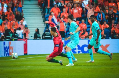 Porto, Portuglal - 09 Haziran 2019: Cristiano Ronaldo ve Marten d