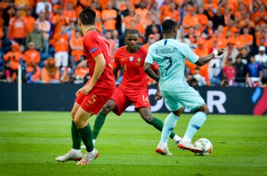 Porto, Portuglal - 09 Haziran 2019: Steven Bergwijn oyuncu sırasında 