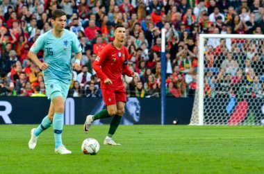 Porto, Portuglal - 09 Haziran 2019: Cristiano Ronaldo oyuncu durin
